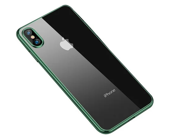 Прозрачный силиконовый чехол с глянцевой окантовкой Full Camera для Apple iPhone X / XS (5.8") Зеленый