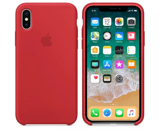 Чехол Silicone case (AAA) для Apple iPhone X (5.8") Красный / Red