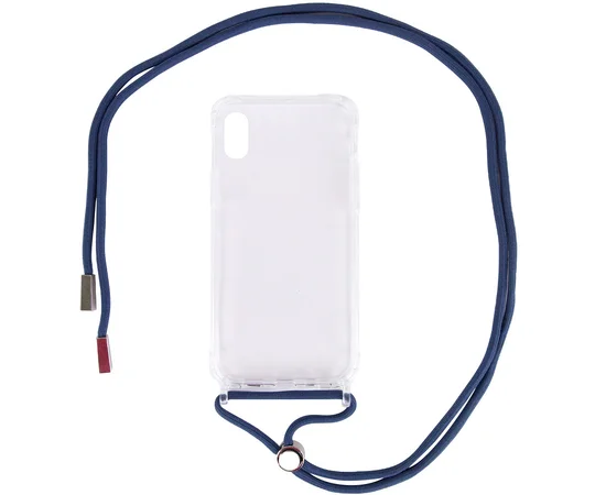 Чехол TPU Crossbody Transparent для Apple iPhone X / XS (5.8") Синий