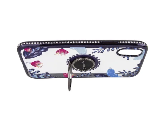 TPU чехол Shengo со стразами и кольцом-держателем для Apple iPhone X / XS (5.8") Черный