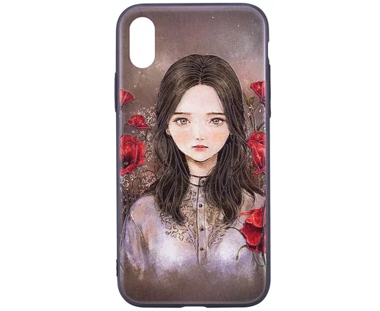 TPU+PC чехол YCT картина для Apple iPhone X/XS Девочка в красных цветах