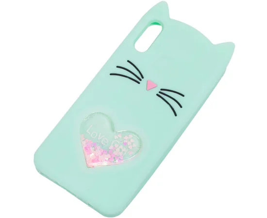 Силиконовый чехол Love Cat 3D для Apple iPhone X/XS (5.8") Мятный / Mint