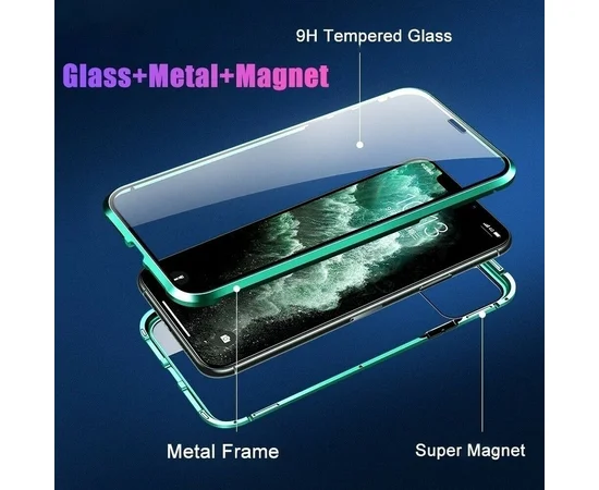 Чехол Camshield 360 Metall+Glass со шторкой для камеры для Apple iPhone X / XS (5.8") Зеленый