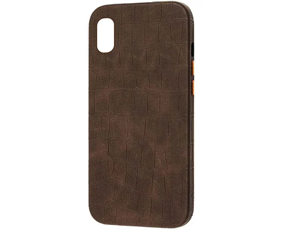 Кожаный чехол Croco Leather для Apple iPhone X/XS (5.8") Brown