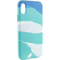 Чехол Silicone case full Aquarelle для Apple iPhone X / XS (5.8") Бирюзово-белый