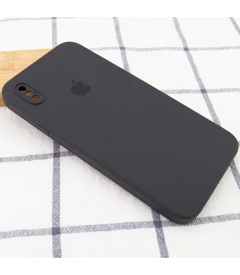 Чохол Silicone Case Square Full Camera Protective (AA) для Apple iPhone XS (5.8 ") Сірий / Dark Gray