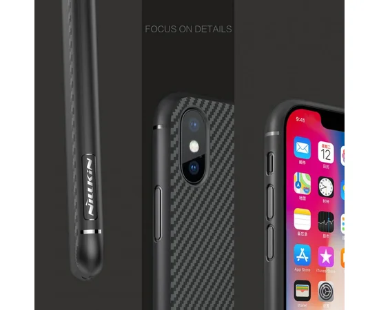 Карбонова накладка Nillkin Synthetic Fiber series для Apple iPhone X / XS Чорний