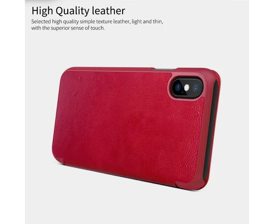 Кожаный чехол (книжка) Nillkin Qin Series для Apple iPhone X/XS Красный