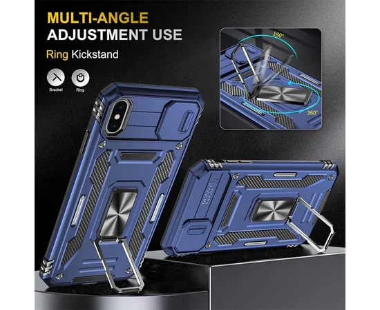 Ударопрочный чехол Camshield Army Ring для Apple iPhone X / XS (5.8") Синий / Navy