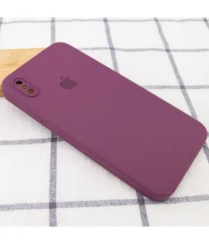 Чехол Silicone Case Square Full Camera Protective (AA) для Apple iPhone XS (5.8") Бордовый / Maroon