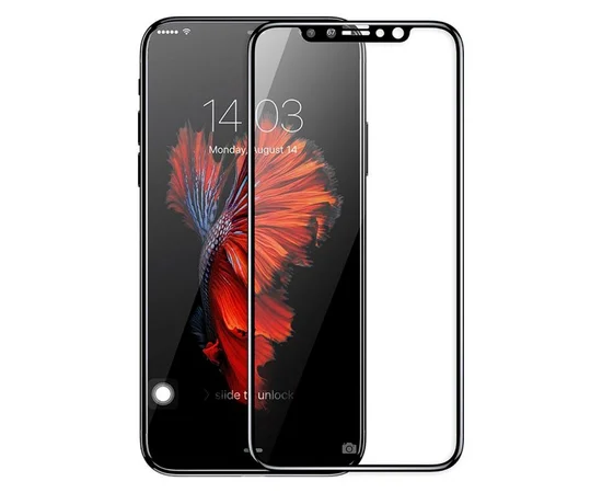 Защитное стекло 3D 9H (full glue)  для Apple iPhone X / XS (5.8") Черное