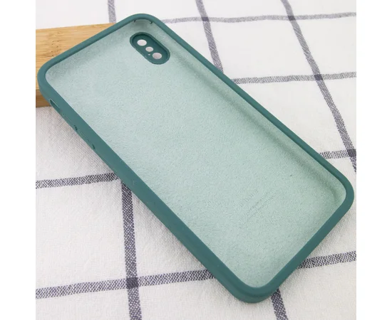 Чехол Silicone Case Square Full Camera Protective (AA) для Apple iPhone XS (5.8") Зеленый / Pine green
