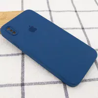 Чехол Silicone Case Square Full Camera Protective (AA) для Apple iPhone XS (5.8") Синий / Navy blue