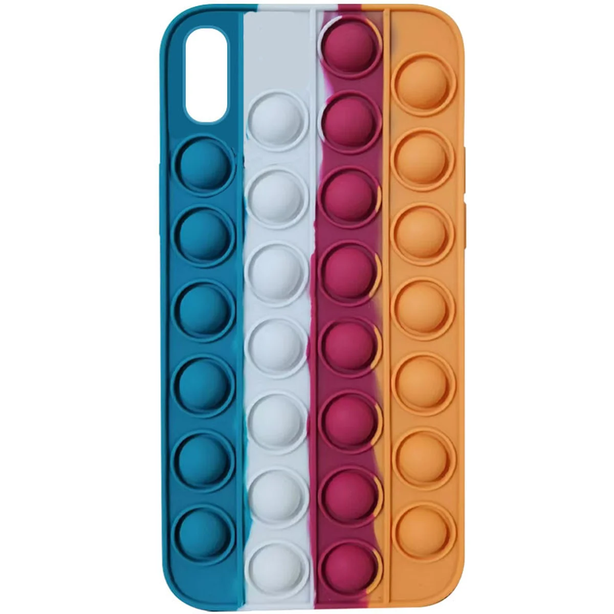 Силіконовий 3D чохол-антистрес Pop it Bubble для Apple iPhone X / XS (5.8 ") Cosmos blue / Orange