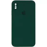 Чехол Silicone Case Square Full Camera Protective (AA) для Apple iPhone XS (5.8") Зеленый / Dark green