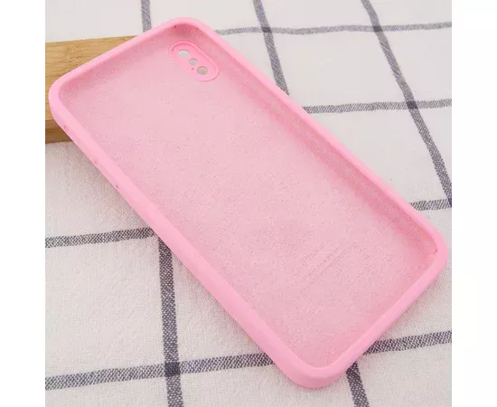 Чохол Silicone Case Square Full Camera Protective (AA) для Apple iPhone XS (5.8 ") Рожевий / Light pink