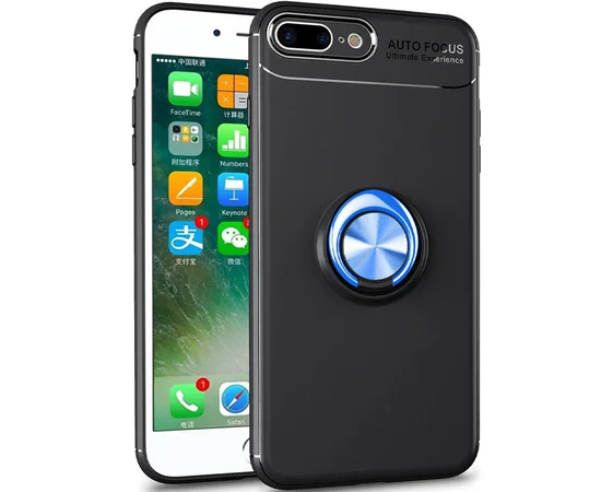 TPU чехол Deen ColorRing под магнитный держатель (opp) для Apple iPhone X / XS (5.8") Черный / Синий