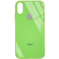 TPU + Glass чохол GLOSSY Logo (opp) для Apple iPhone X / XS (5.8 ") Салатовий