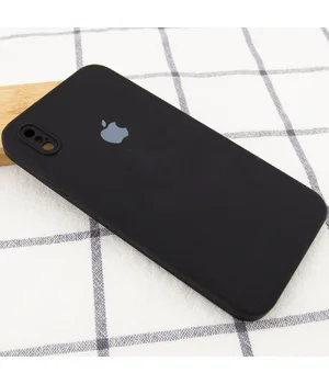Чехол Silicone Case Square Full Camera Protective (AA) для Apple iPhone XS (5.8") Черный / Black