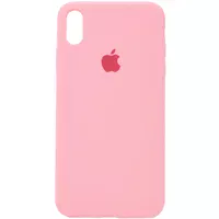Чехол Silicone case (A) (с закрытым низом) для Apple iPhone X/XS Розовый / Pink