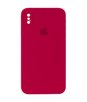 Чехол Silicone Case Square Full Camera Protective (AA) для Apple iPhone XS (5.8") Красный / Rose Red