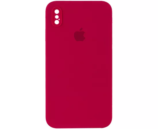 Чехол Silicone Case Square Full Camera Protective (AA) для Apple iPhone XS (5.8") Красный / Rose Red