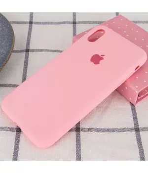 Чехол Silicone case (A) (с закрытым низом) для Apple iPhone X/XS Розовый / Pink