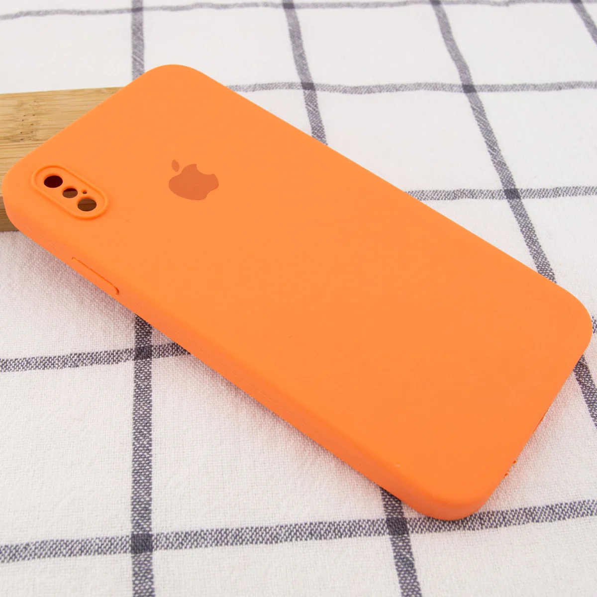 Чохол Silicone Case Square Full Camera Protective (AA) для Apple iPhone XS (5.8 ") Помаранчевий / Papaya