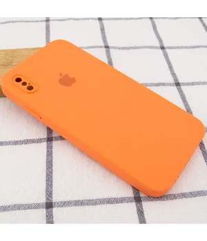 Чохол Silicone Case Square Full Camera Protective (AA) для Apple iPhone XS (5.8 ") Помаранчевий / Papaya
