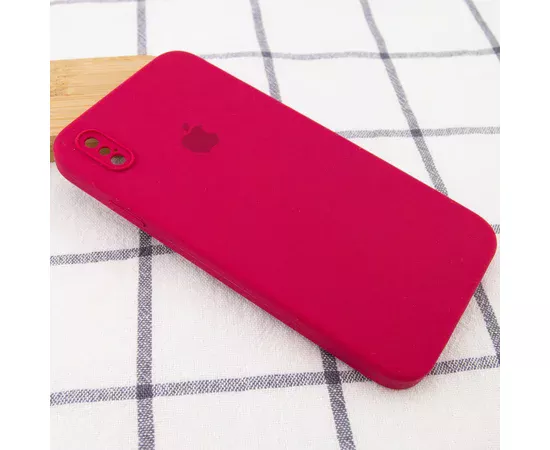 Чехол Silicone Case Square Full Camera Protective (AA) для Apple iPhone XS (5.8") Красный / Rose Red