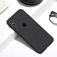 Чехол Silicone case (A) (с закрытым низом) для Apple iPhone X/XS Черный / Black