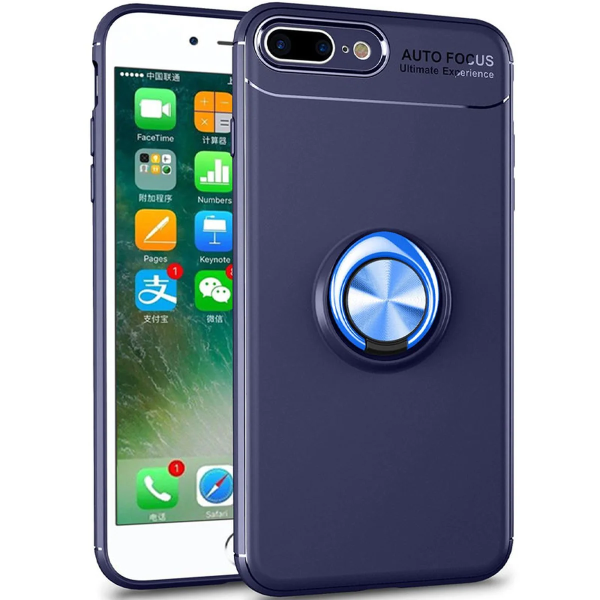 TPU чехол Deen ColorRing под магнитный держатель (opp) для Apple iPhone X / XS (5.8") Синий / Синий