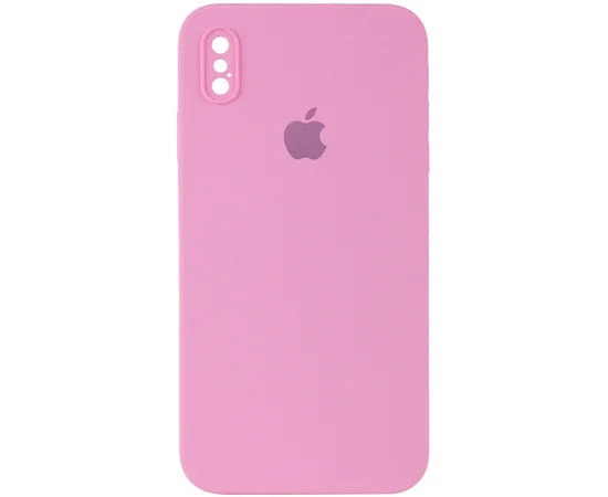 Чохол Silicone Case Square Full Camera Protective (AA) для Apple iPhone XS (5.8 ") Рожевий / Light pink