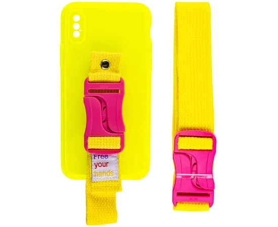 Чехол Handfree с цветным ремешком для Apple iPhone X / XS (5.8") Желтый