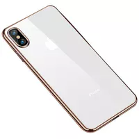 Прозрачный силиконовый чехол с глянцевой окантовкой Full Camera для Apple iPhone X / XS (5.8") Золотой