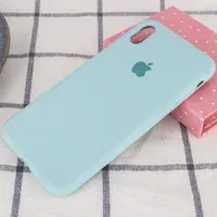 Чехол Silicone case (A) (с закрытым низом) для Apple iPhone X/XS Бирюзовый / Turquoise
