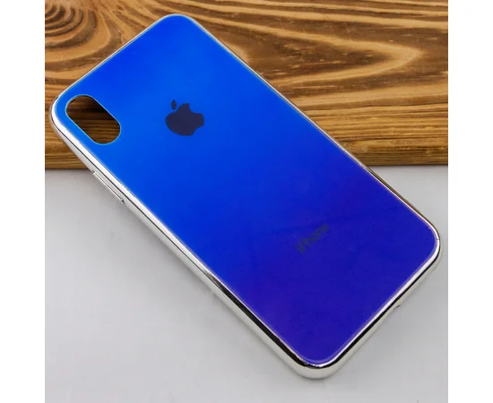 TPU + Glass чохол Gradient Rainbow з лого для Apple iPhone X / XS (5.8 ") Синій