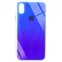 TPU+Glass чехол Gradient Rainbow с лого для Apple iPhone X / XS (5.8") Синий
