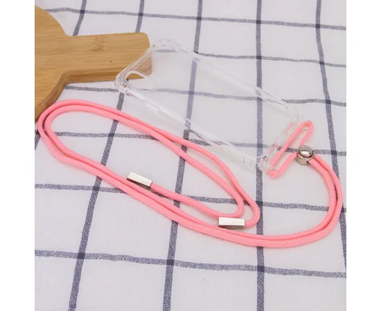 Чохол TPU Crossbody Transparent для Apple iPhone X / XS (5.8 ") Рожевий