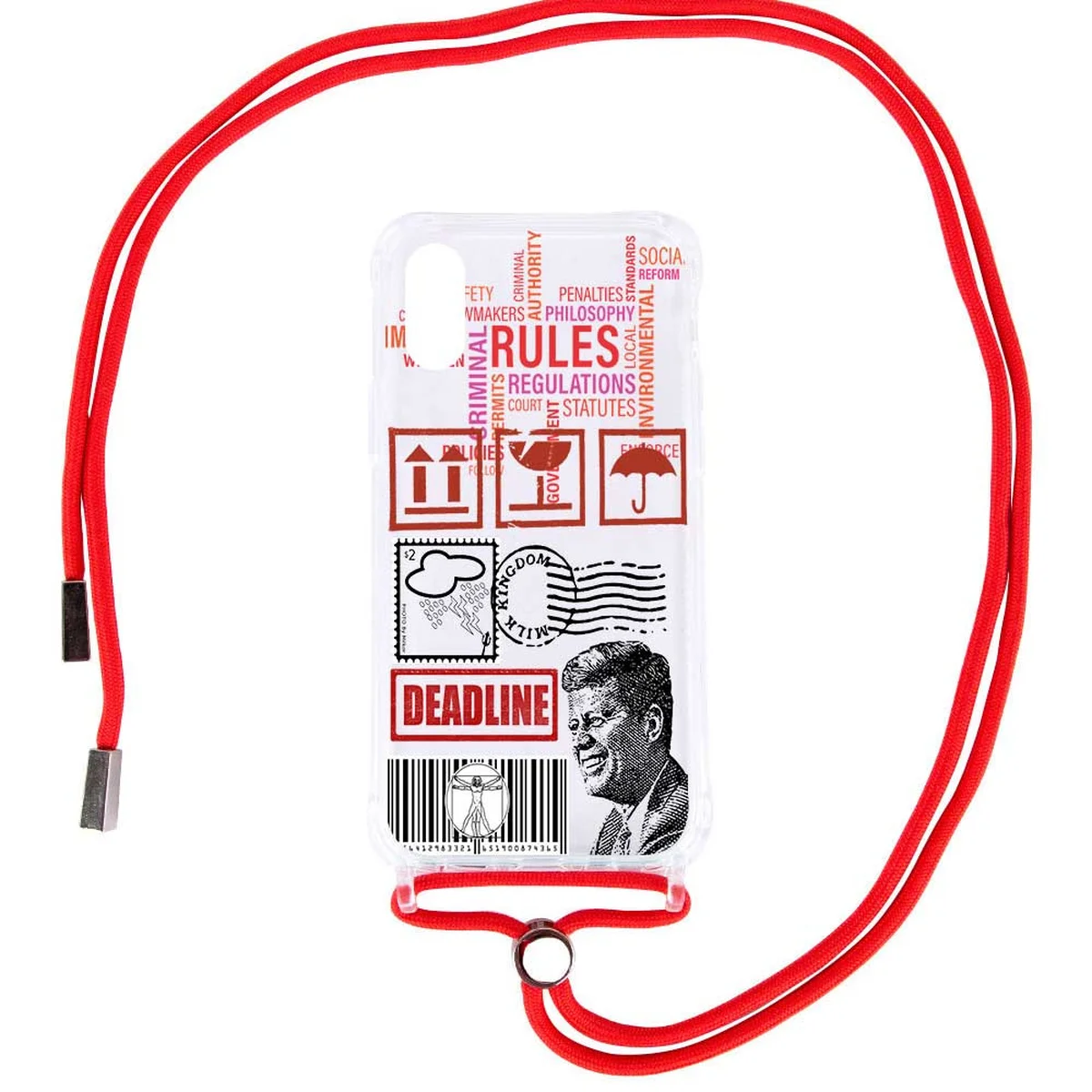 Чехол TPU Crossbody Street Style для Apple iPhone X / XS (5.8") Kenedy / Красный