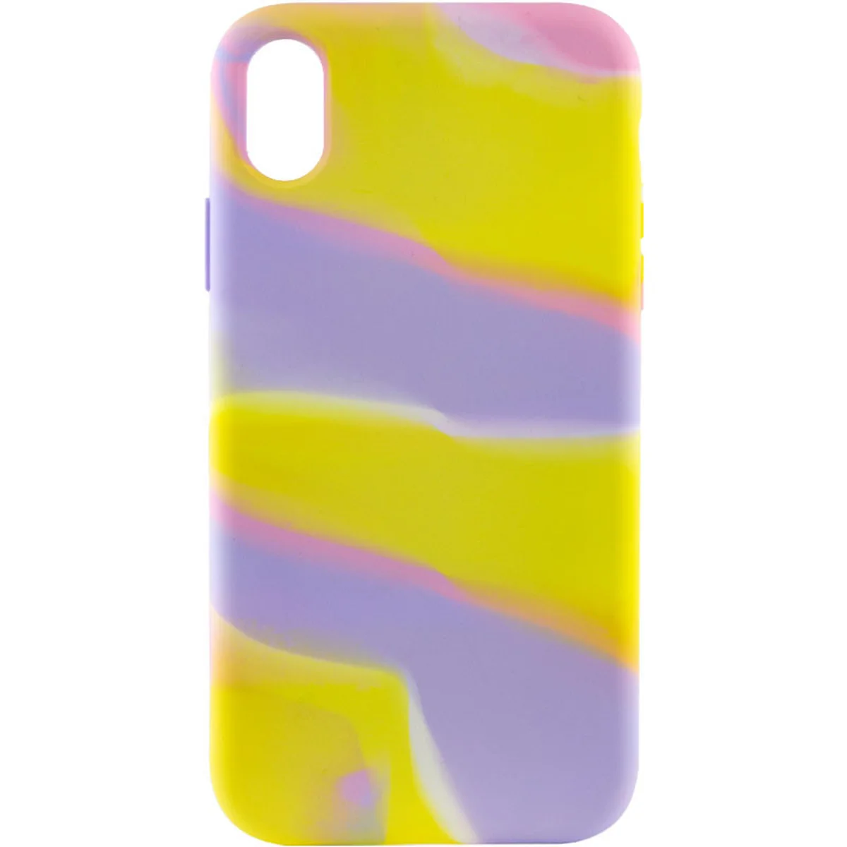 Чехол Silicone case full Aquarelle для Apple iPhone X / XS (5.8") Сиренево-желтый
