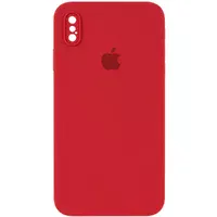 Чохол Silicone Case Square Full Camera Protective (AA) для Apple iPhone XS (5.8 ") Червоний / Camellia