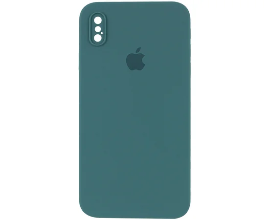 Чехол Silicone Case Square Full Camera Protective (AA) для Apple iPhone XS (5.8") Зеленый / Pine green