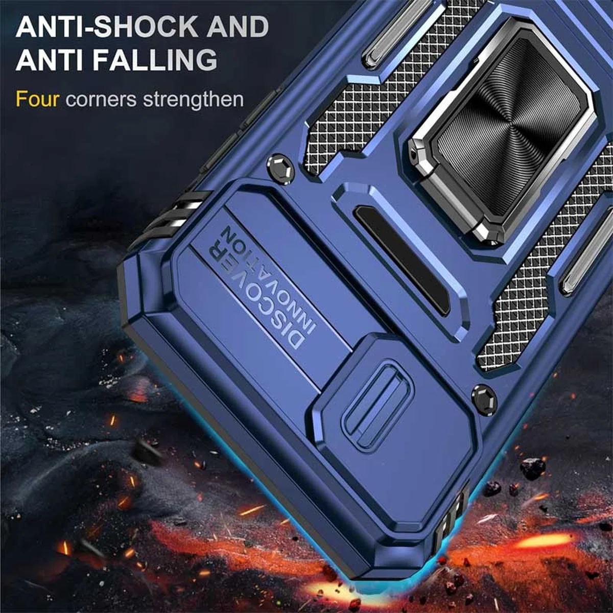 Ударопрочный чехол Camshield Army Ring для Apple iPhone X / XS (5.8") Синий / Navy