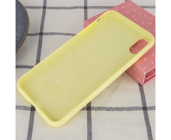 Чехол Silicone case (A) (с закрытым низом) для Apple iPhone X/XS Желтый / Yellow