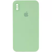 Чехол Silicone Case Square Full Camera Protective (AA) для Apple iPhone XS (5.8") Мятный / Mint