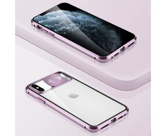 Чехол Camshield 360 Metall+Glass со шторкой для камеры для Apple iPhone X / XS (5.8") Сиреневый