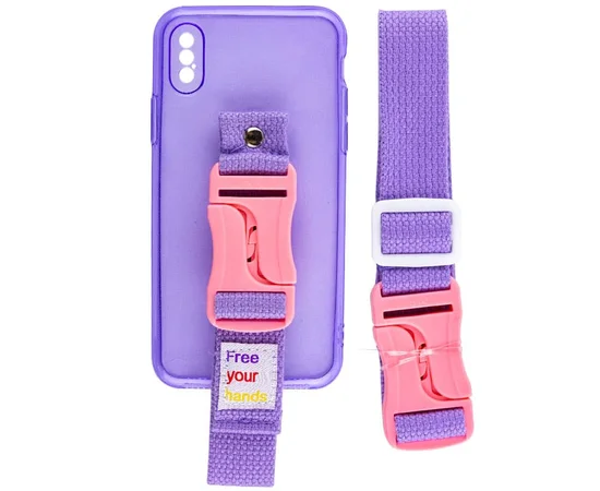Чохол Handfree з кольоровим ремінцем для Apple iPhone X/XS (5.8") Фіолетовий