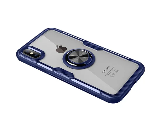 TPU+PC чехол Deen CrystalRing for Magnet (opp) для Apple iPhone X / XS (5.8") Бесцветный / Синий