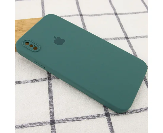 Чехол Silicone Case Square Full Camera Protective (AA) для Apple iPhone XS (5.8") Зеленый / Pine green